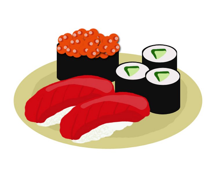 お皿の上に並べたお寿司